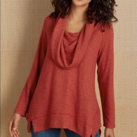Soft Surroundings Ava Tunic Orange Cowl 